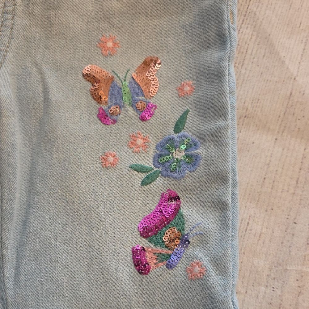 Jumping Beans Light Blue Flare Jeans with Butterfly Design - Picture 3 of 6